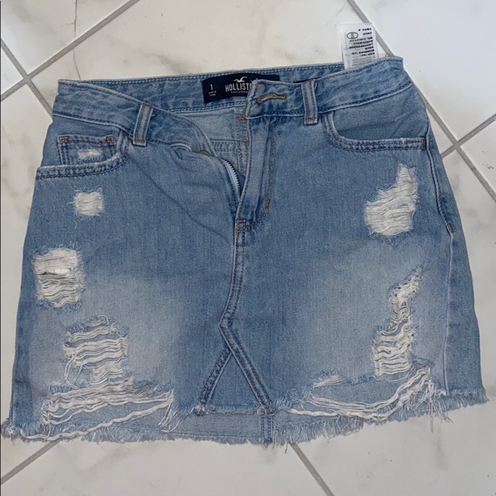 light wash ripped jean skirt